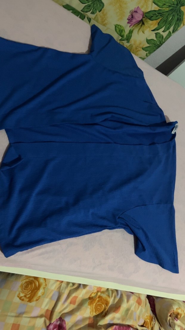 Mavi Yaka Detaylı Hamile Tişörtü - Görsel 2