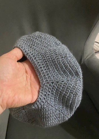 Gri Örgü Kadın Bere - Görsel 3