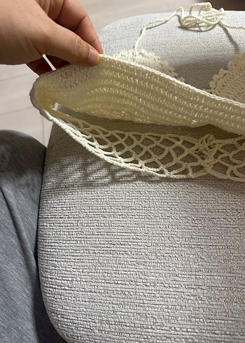 Dantel Detaylı Bej Örgü Büstiyer - Görsel 6