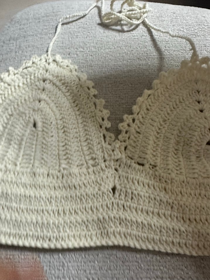 Dantel Detaylı Bej Örgü Büstiyer - Görsel 5