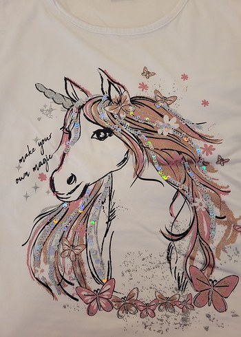 Kız Çocuk Beyaz Uzun Kollu Payetli Tişört - Görsel 3