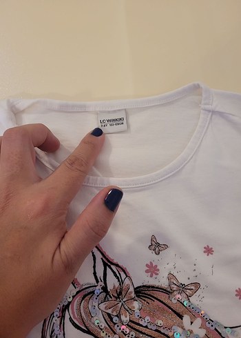 Kız Çocuk Beyaz Uzun Kollu Payetli Tişört - Görsel 2