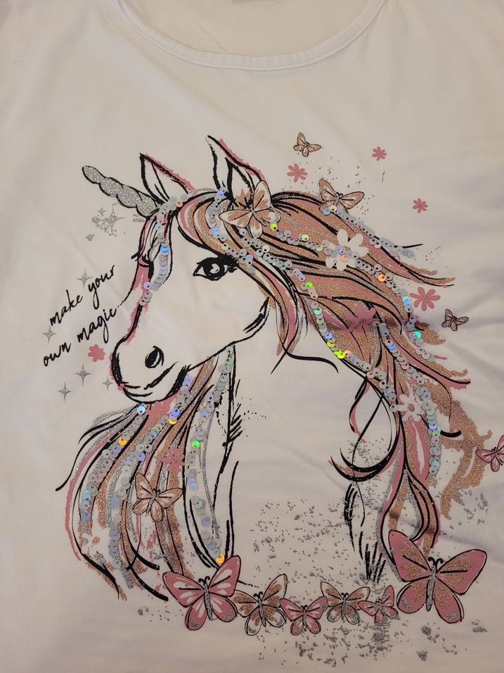 Kız Çocuk Beyaz Uzun Kollu Payetli Tişört - Görsel 3