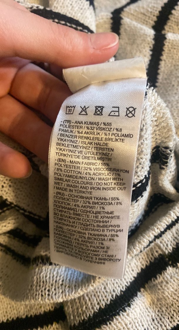 Siyah Beyaz Çizgili Kadın Uzun Kollu Triko - Görsel 4