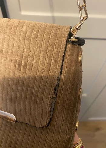 Kahverengi Süet Tokalı Kadın Çanta - Görsel 2