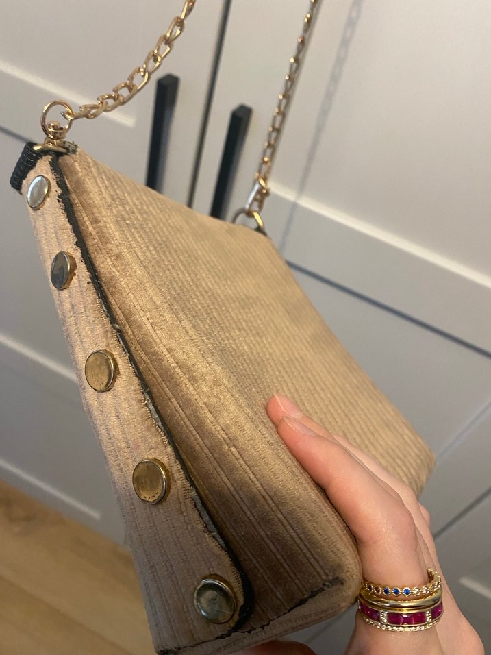 Kahverengi Süet Tokalı Kadın Çanta - Görsel 3