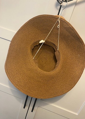 Camel renk büyük hasır şapka - Görsel 4