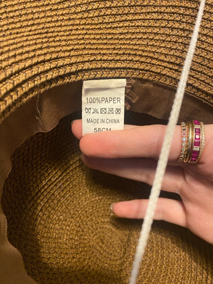 Camel renk büyük hasır şapka - Görsel 5