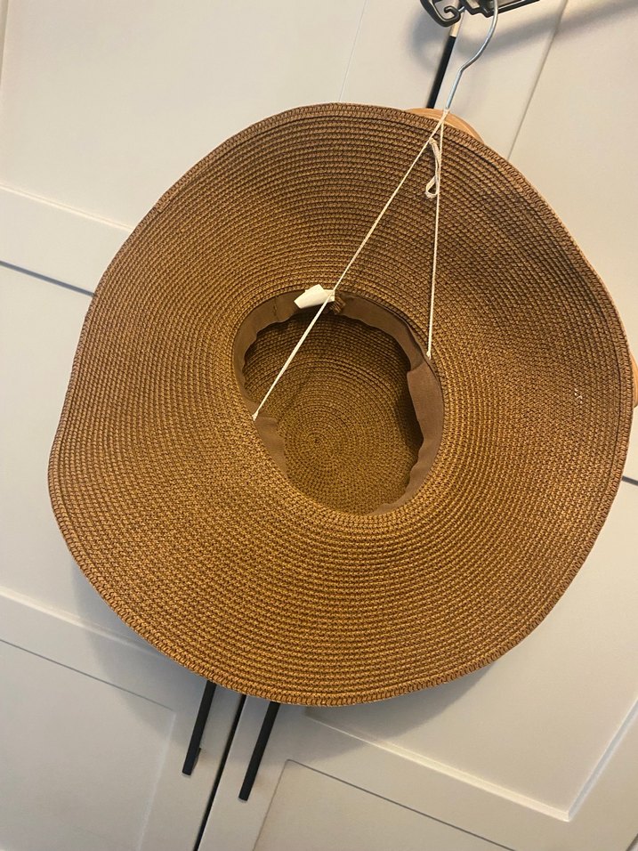 Camel renk büyük hasır şapka - Görsel 4