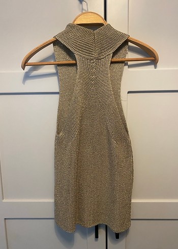 Bej V Yaka Örgü Kadın Süveter - Görsel 4