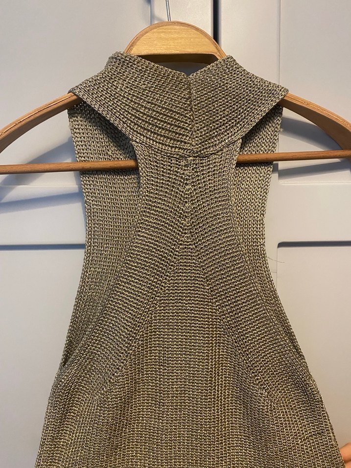 Bej V Yaka Örgü Kadın Süveter - Görsel 3