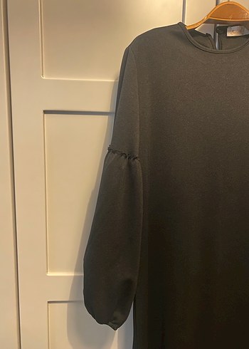 Uzun Siyah Drapeli Kadın Elbise - Görsel 3