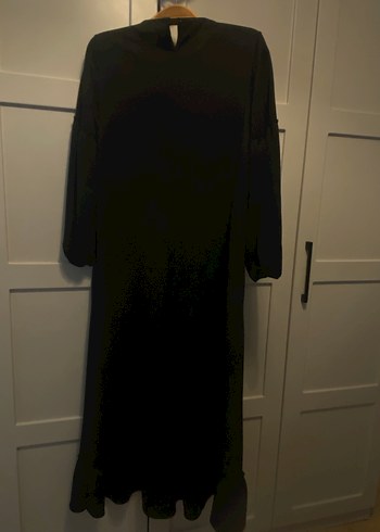 Uzun Siyah Drapeli Kadın Elbise - Görsel 5