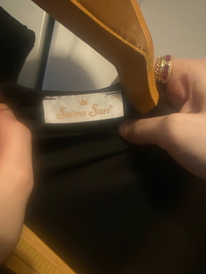 Uzun Siyah Drapeli Kadın Elbise - Görsel 4