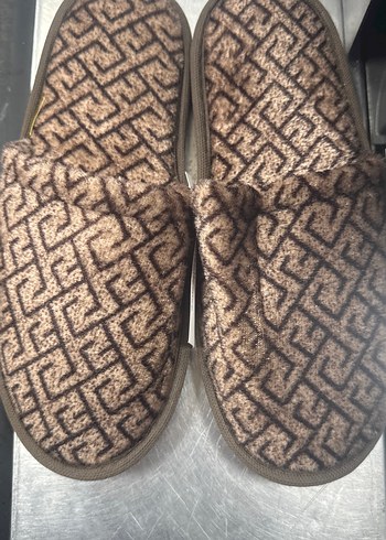 Erkek Örgü Ev Terliği, Kahverengi Yılan Desenli - Görsel 2