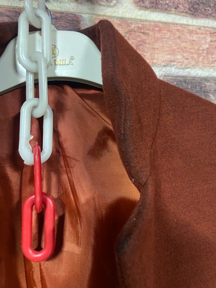 Düğmeli Kiremit Süet Midi erkek Kaban - Görsel 5