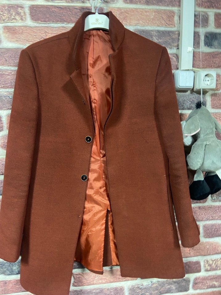 Düğmeli Kiremit Süet Midi erkek Kaban - Görsel 2