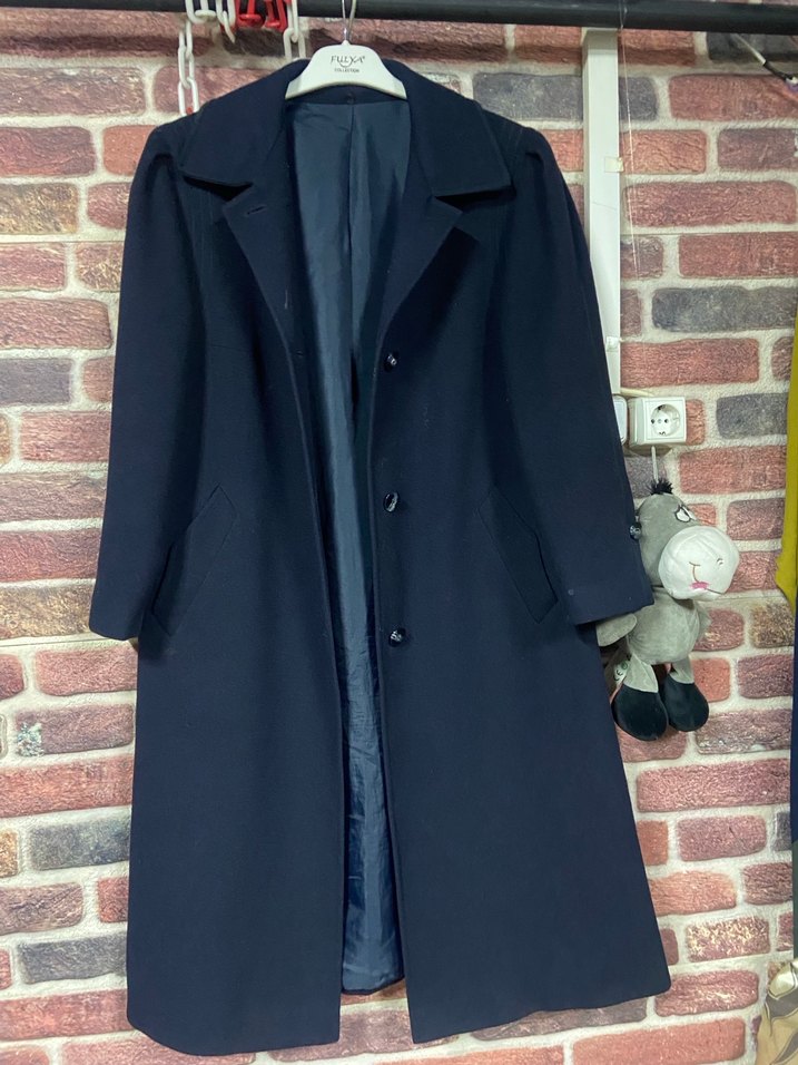 Kadın Lacivert Uzun Yün Kaban - Görsel 2