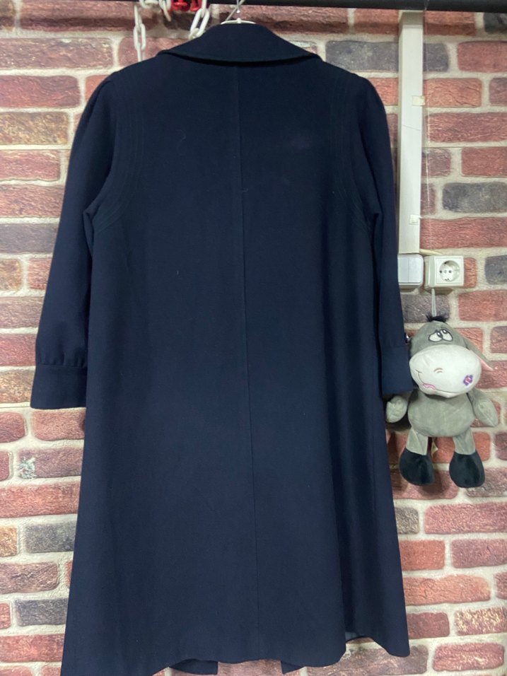 Kadın Lacivert Uzun Yün Kaban - Görsel 4