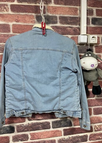 Çocuk Mavi Kürklü Denim Ceket - Görsel 3