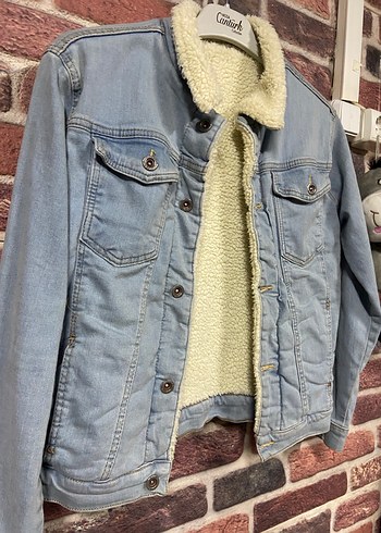 Çocuk Mavi Kürklü Denim Ceket - Görsel 2