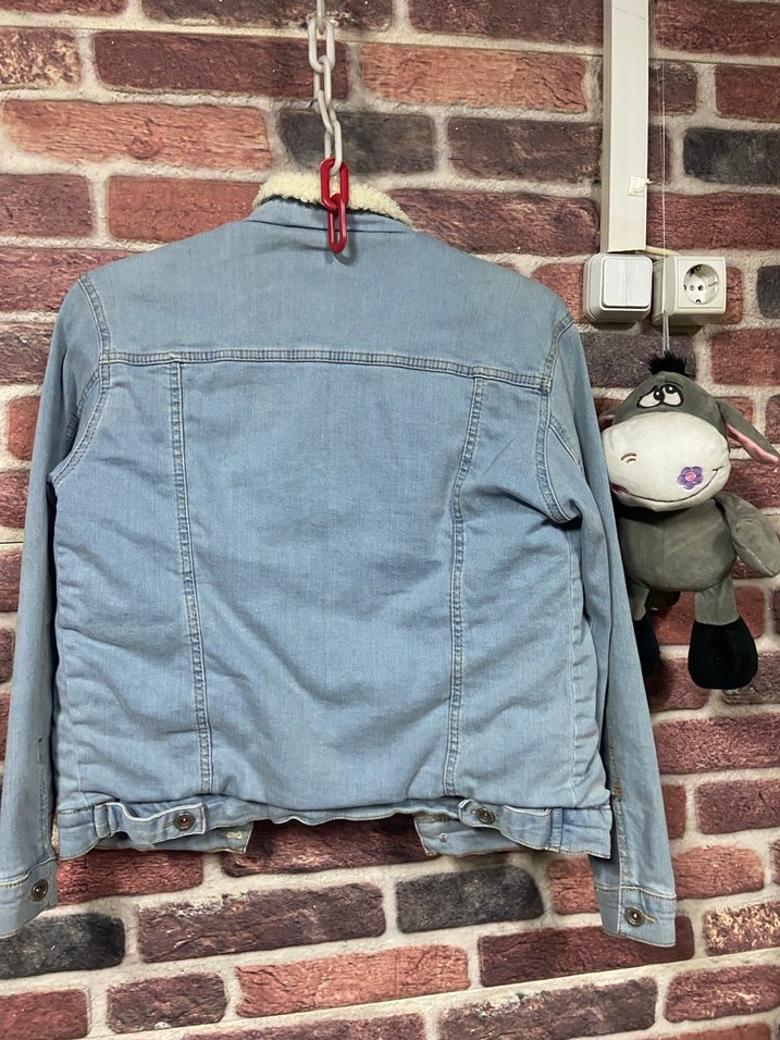Çocuk Mavi Kürklü Denim Ceket - Görsel 3