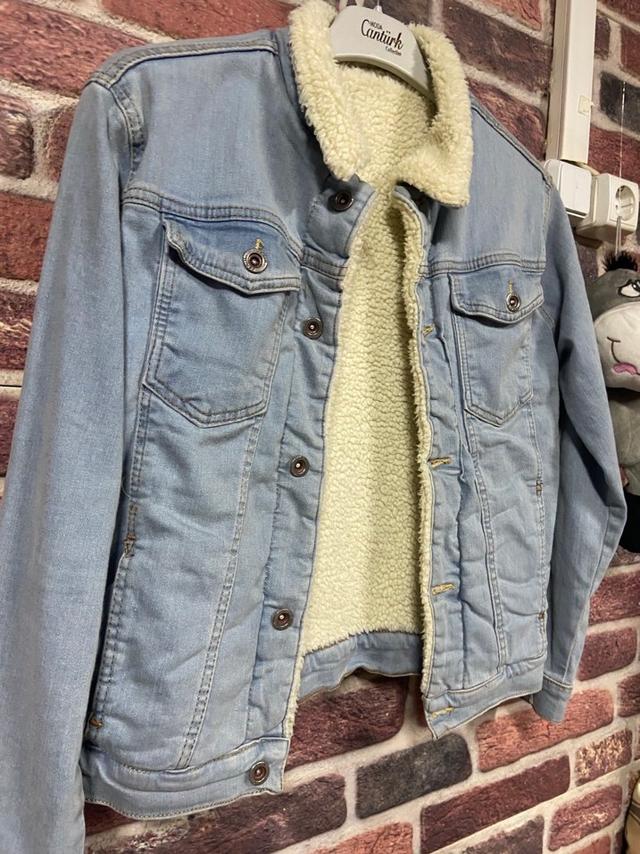 Çocuk Mavi Kürklü Denim Ceket - Görsel 2