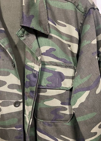 Unisex  Haki Kamuflaj Düğmeli Ceket - Görsel 2