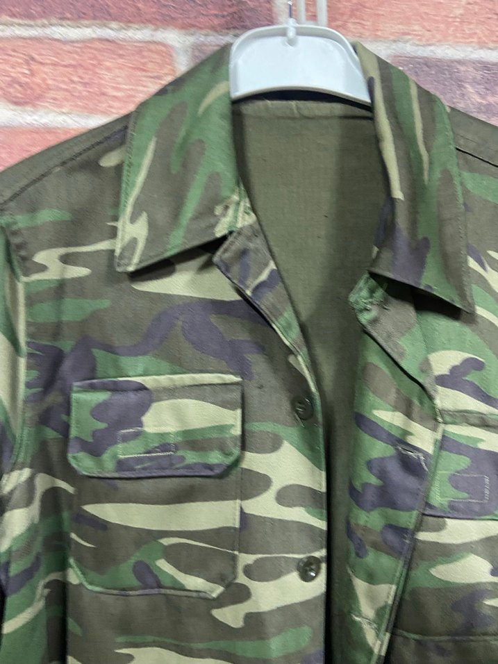 Unisex  Haki Kamuflaj Düğmeli Ceket - Görsel 4