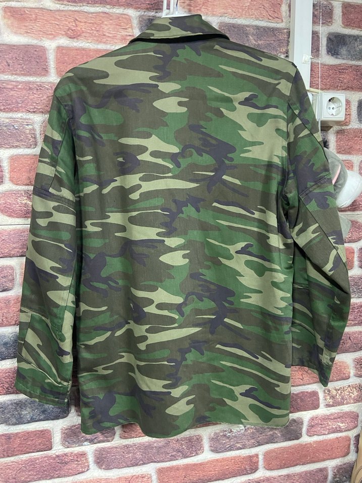 Unisex  Haki Kamuflaj Düğmeli Ceket - Görsel 3