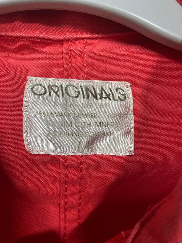 Düğmeli Kırmızı Kadın Denim Ceket - Görsel 2