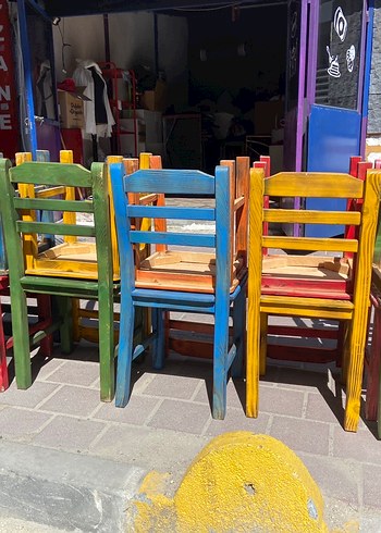 Renkli ahşap Sandalye - Görsel 3