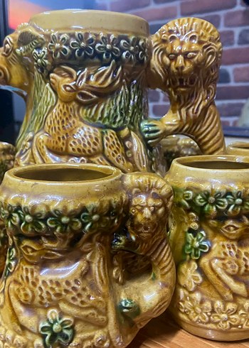 Renkli Camel Desenli Seramik Sürahi ve Bardak Seti - Görsel 3