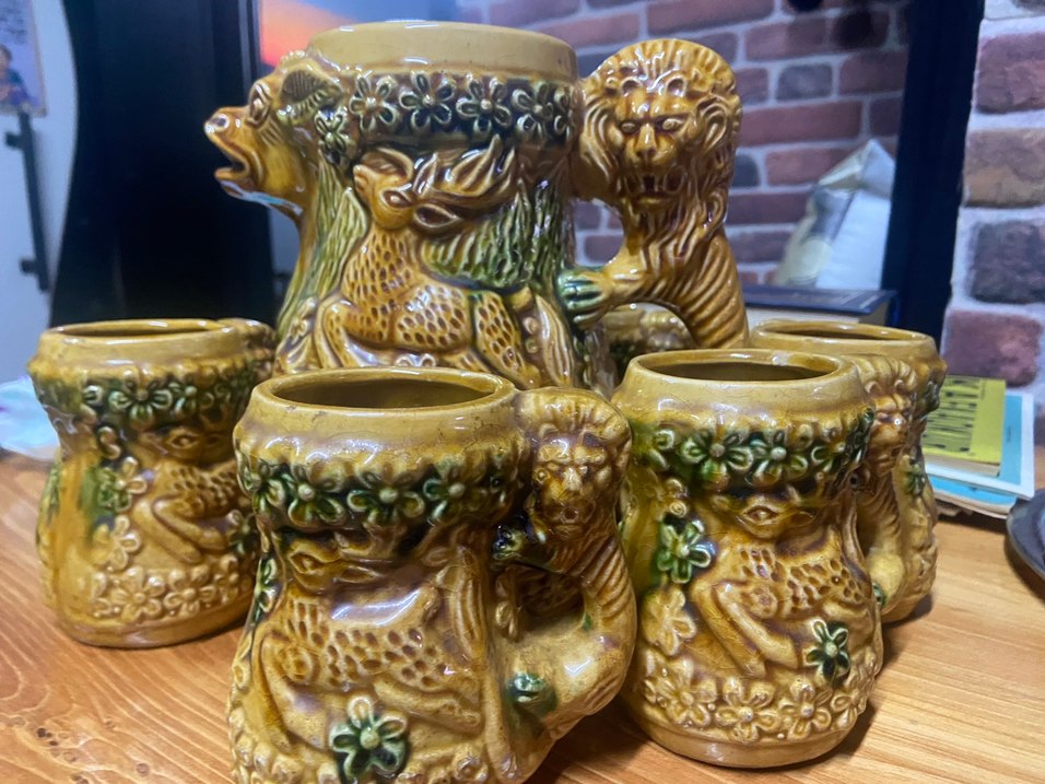 Renkli Camel Desenli Seramik Sürahi ve Bardak Seti - Görsel 3