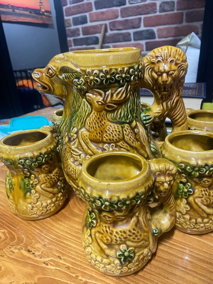 Renkli Camel Desenli Seramik Sürahi ve Bardak Seti - Görsel 2