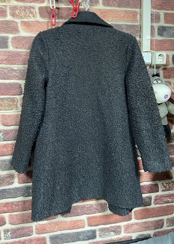 Gri Kadın Yün Düğmeli Uzun Palto - Görsel 3