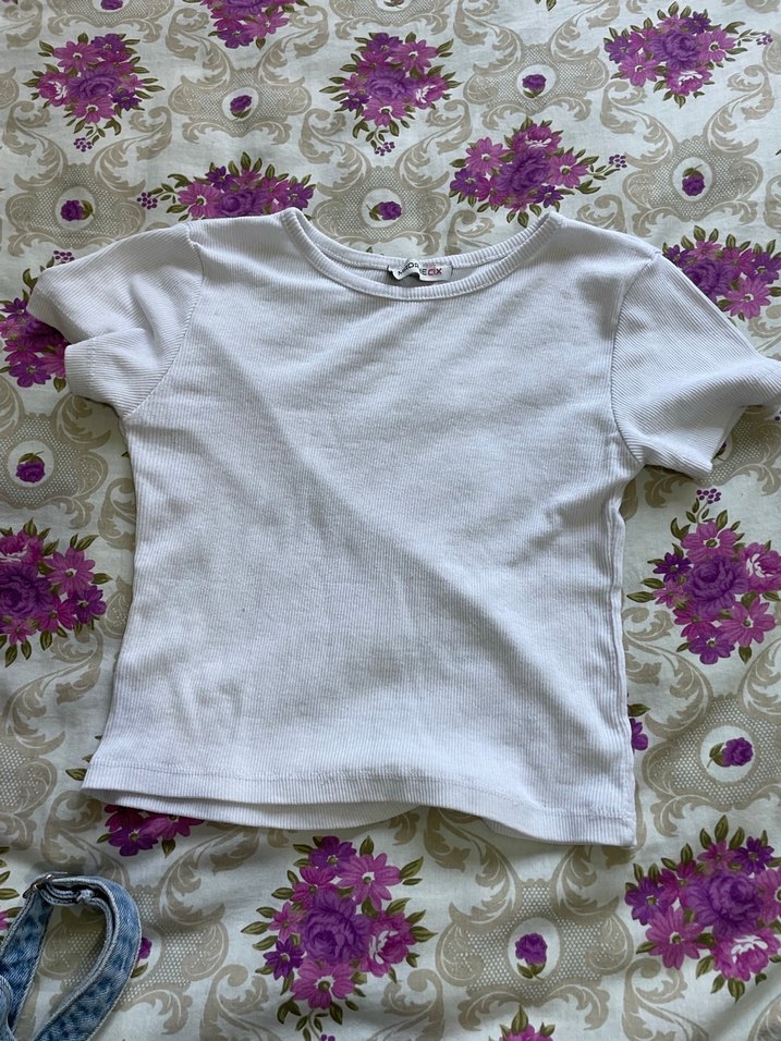 Mavi Denim Düğmeli Kadın Şort Tulum ve crop takım - Görsel 3