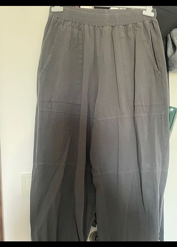 Gri Keten Salaş Bohem Kadın Pantolon - Görsel 2