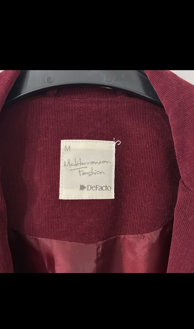 Bordo Süet Düğmeli Kadın Blazer Ceket - Görsel 2