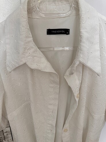 Fistolu Beyaz Gömlek Elbise - Görsel 2