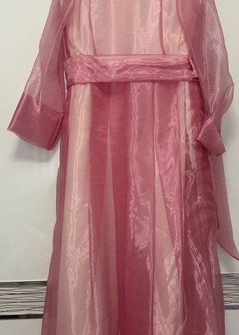 Uzun Kollu, Yüksek Yakalı Mavi Uzun Elbise - Görsel 4