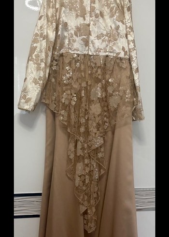 Uzun Kollu, Yüksek Yakalı Mavi Uzun Elbise - Görsel 6