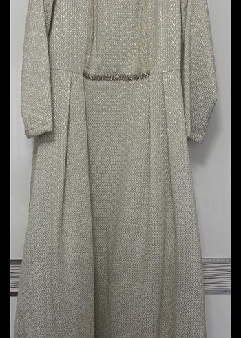 Uzun Kollu, Yüksek Yakalı Mavi Uzun Elbise - Görsel 8