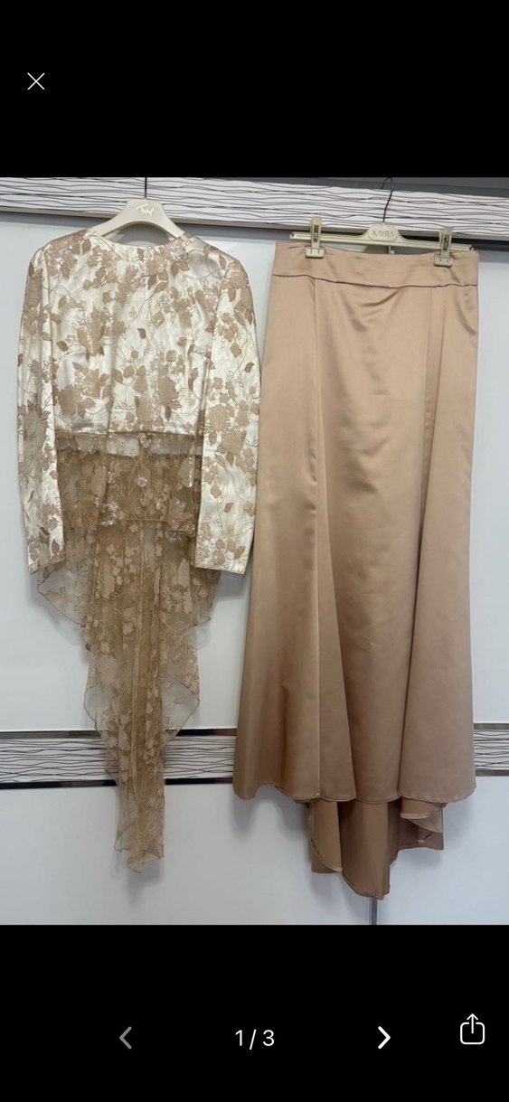 Uzun Kollu, Yüksek Yakalı Mavi Uzun Elbise - Görsel 5