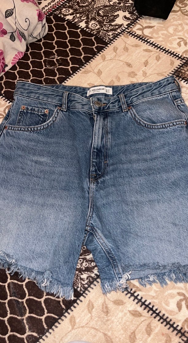 Kadın Kot Şort, Rahat Kesim, Mini - Görsel 2