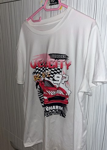 Renkli Baskılı Beyaz Tişört - Görsel 4