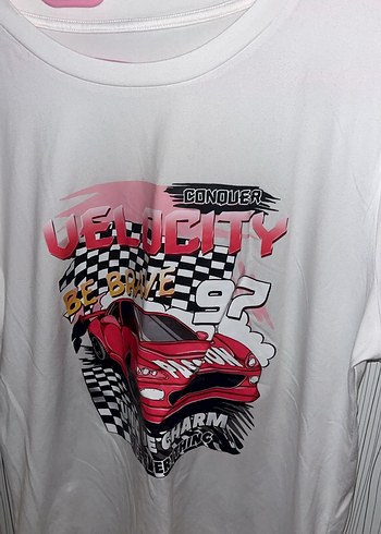 Renkli Baskılı Beyaz Tişört - Görsel 3