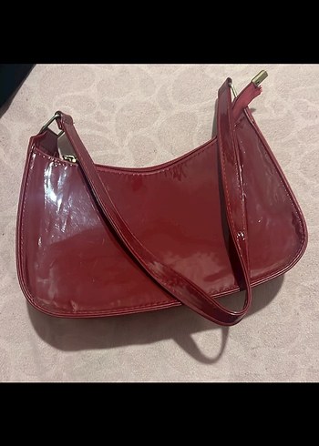 Bordo Parlak Deri Kadın Çanta - Görsel 2