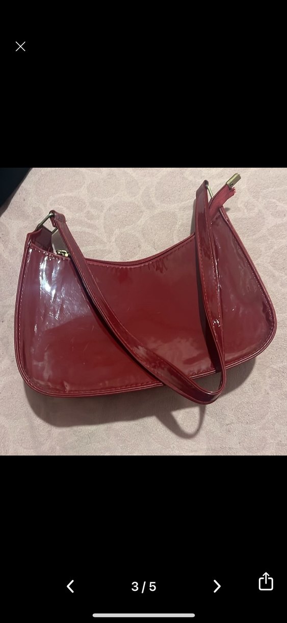 Bordo Parlak Deri Kadın Çanta - Görsel 2