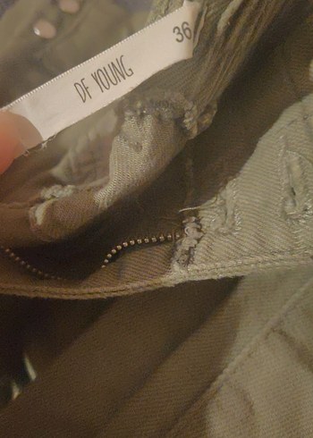 Bej Düğmeli Hamile Keten Pantolon - Görsel 3